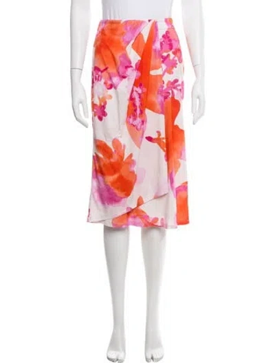 Pre-owned Ramy Brook Floral Print Midi Length Skirt W/ Tags In Orange