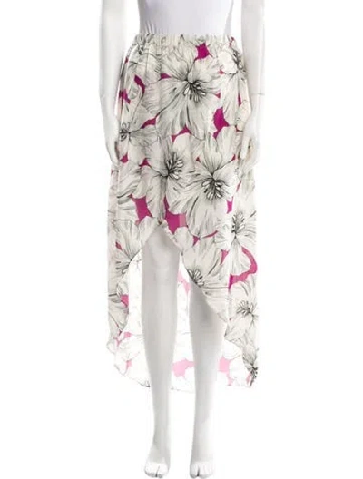 Pre-owned Ramy Brook Floral Print Midi Length Skirt In White
