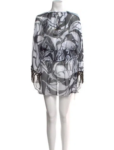 Pre-owned Ramy Brook Floral Print Mini Dress In Black
