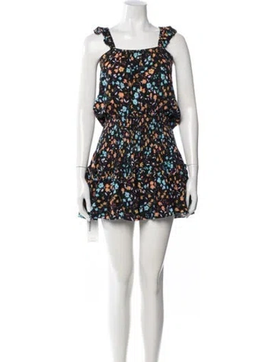 Pre-owned Ramy Brook Floral Print Mini Dress In Black