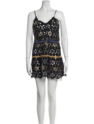 Pre-owned Ramy Brook Floral Print Mini Dress In Black