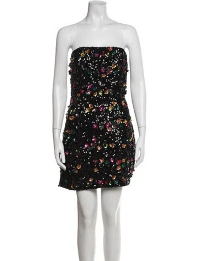 Pre-owned Ramy Brook Floral Print Mini Dress In Black