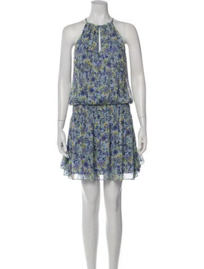 Pre-owned Ramy Brook Floral Print Mini Dress In Blue