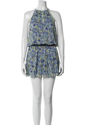 Pre-owned Ramy Brook Floral Print Mini Dress In Blue
