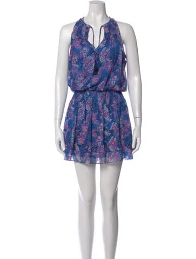 Pre-owned Ramy Brook Floral Print Mini Dress In Blue