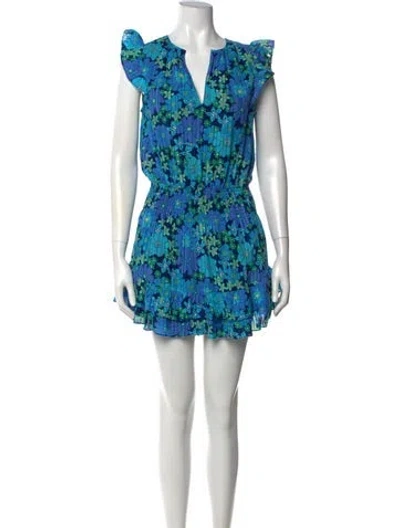 Pre-owned Ramy Brook Floral Print Mini Dress In Blue