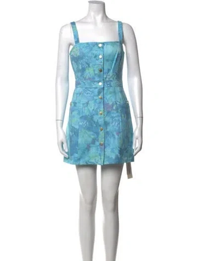Pre-owned Ramy Brook Floral Print Mini Dress In Blue