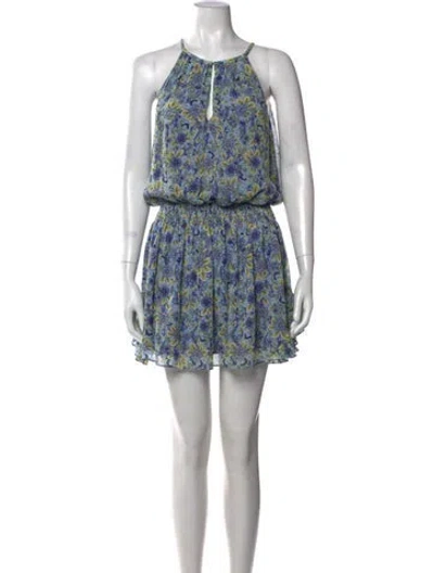 Pre-owned Ramy Brook Floral Print Mini Dress In Blue