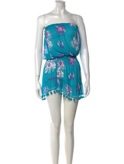 Pre-owned Ramy Brook Floral Print Mini Dress In Blue
