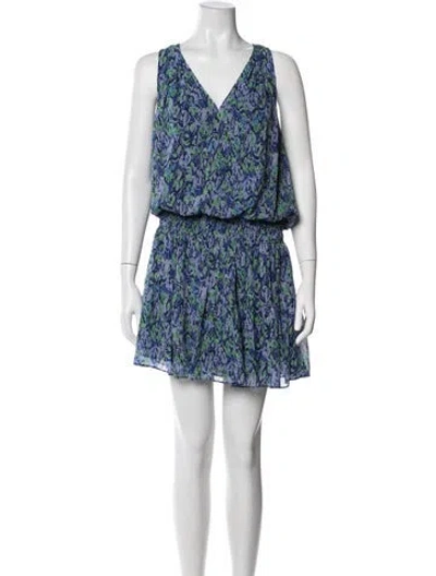 Pre-owned Ramy Brook Floral Print Mini Dress In Blue