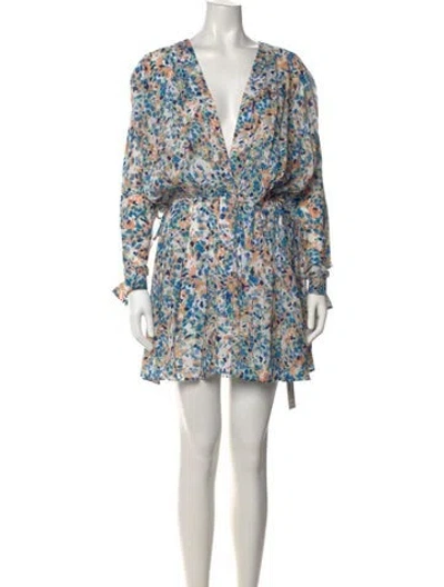 Pre-owned Ramy Brook Floral Print Mini Dress In Blue