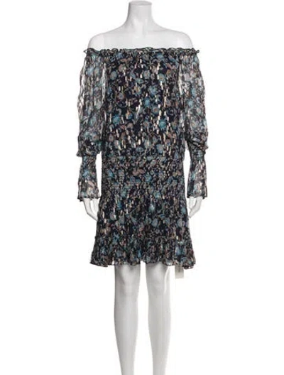 Pre-owned Ramy Brook Floral Print Mini Dress In Blue/metallic