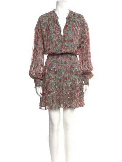 Pre-owned Ramy Brook Floral Print Mini Dress In Green