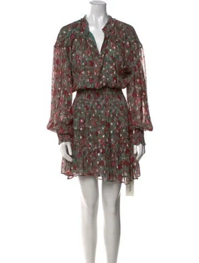 Pre-owned Ramy Brook Floral Print Mini Dress In Green