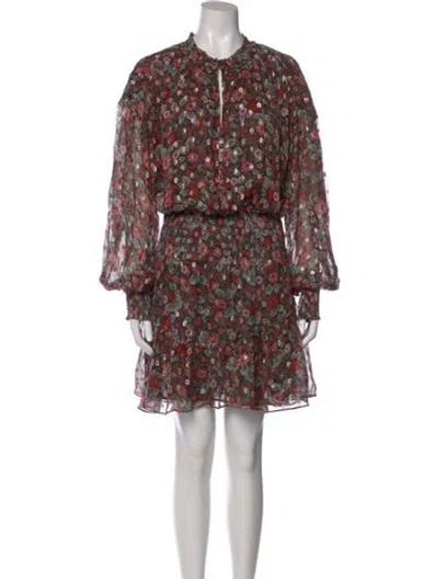 Pre-owned Ramy Brook Floral Print Mini Dress In Green