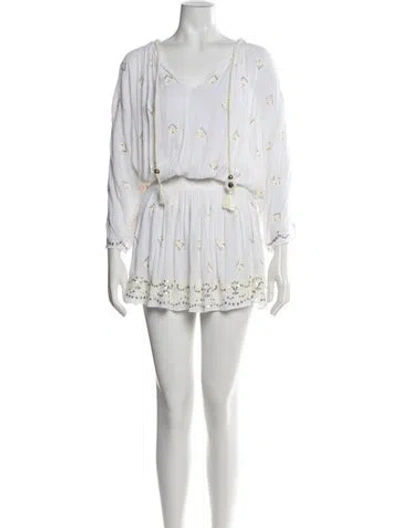 Pre-owned Ramy Brook Floral Print Mini Dress In Metallic/white