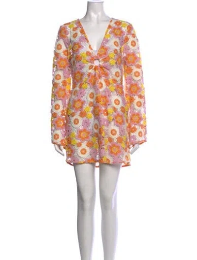 Pre-owned Ramy Brook Floral Print Mini Dress In Multicolor