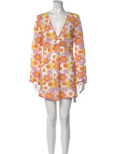 Pre-owned Ramy Brook Floral Print Mini Dress In Multicolor