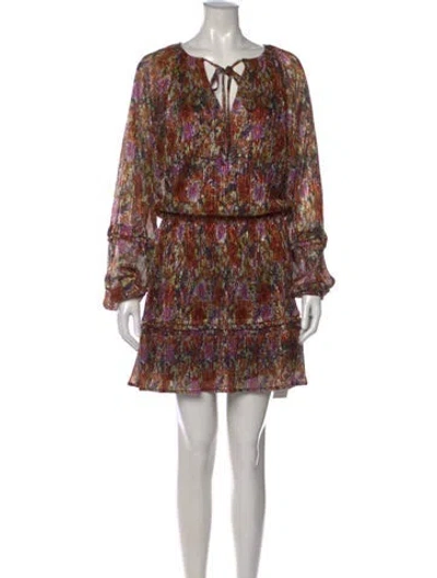 Pre-owned Ramy Brook Floral Print Mini Dress In Orange