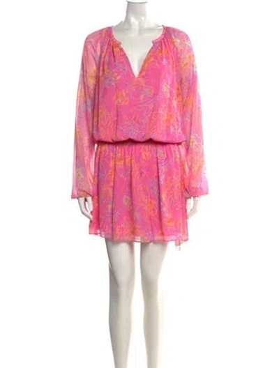 Pre-owned Ramy Brook Floral Print Mini Dress In Pink
