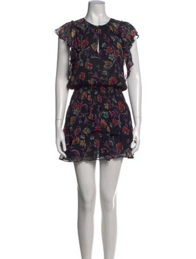 Pre-owned Ramy Brook Floral Print Mini Dress In Purple