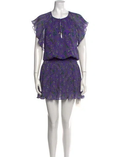 Pre-owned Ramy Brook Floral Print Mini Dress In Purple