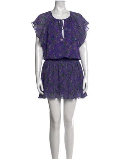 Pre-owned Ramy Brook Floral Print Mini Dress In Purple