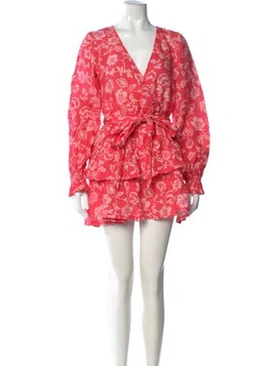 Pre-owned Ramy Brook Floral Print Mini Dress In Red