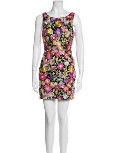 Pre-owned Ramy Brook Floral Print Mini Dress W/ Tags In Black