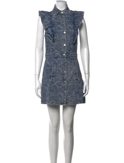 Pre-owned Ramy Brook Floral Print Mini Dress W/ Tags In Blue
