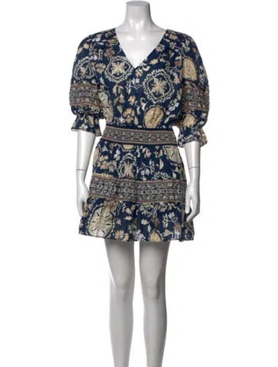 Pre-owned Ramy Brook Floral Print Mini Dress W/ Tags In Blue