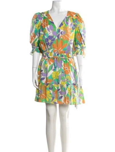 Pre-owned Ramy Brook Floral Print Mini Dress W/ Tags In Multi