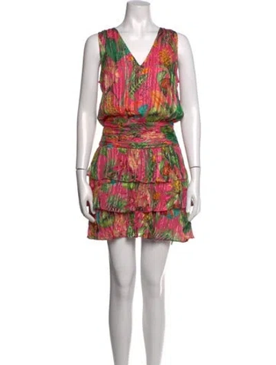 Pre-owned Ramy Brook Floral Print Mini Dress W/ Tags In Pink