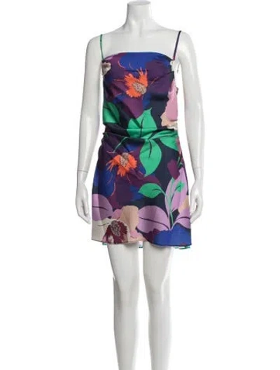 Pre-owned Ramy Brook Floral Print Mini Dress W/ Tags In Purple