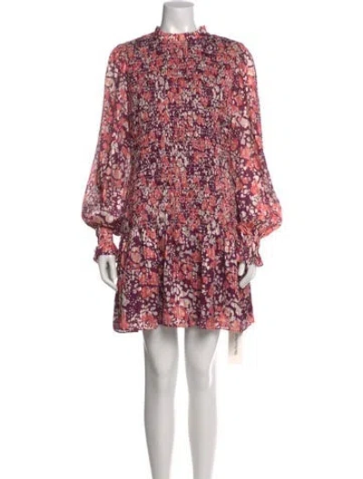 Pre-owned Ramy Brook Floral Print Mini Dress W/ Tags In Red