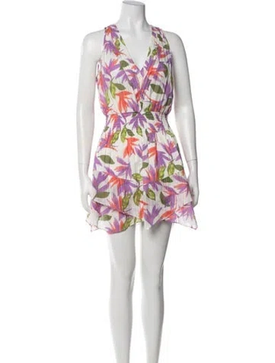 Pre-owned Ramy Brook Floral Print Mini Dress In White