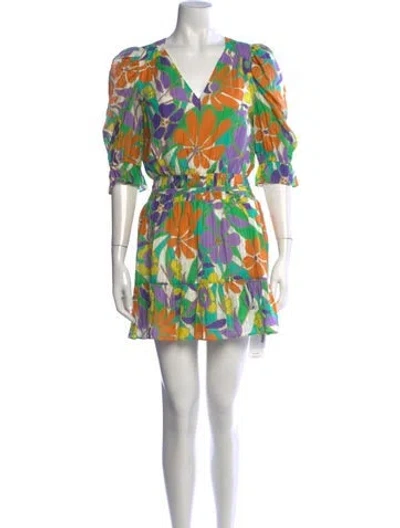 Pre-owned Ramy Brook Floral Print Mini Dress In Yellow