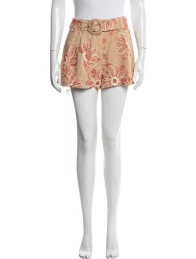 Pre-owned Ramy Brook Floral Print Mini Shorts W/ Tags In Orange