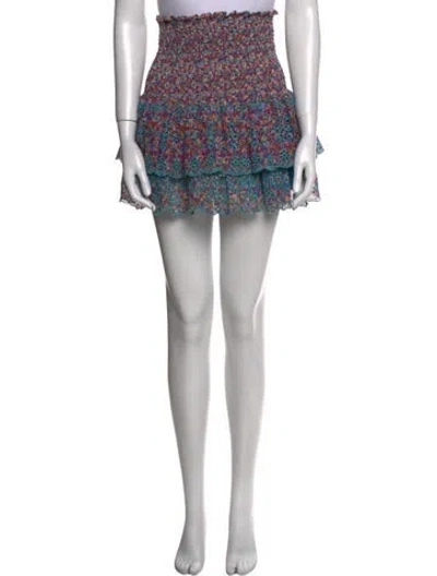 Pre-owned Ramy Brook Floral Print Mini Skirt In Blue