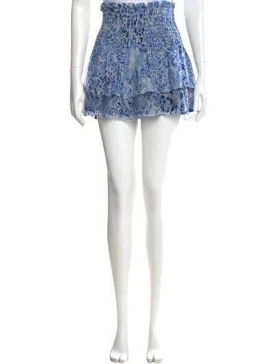 Pre-owned Ramy Brook Floral Print Mini Skirt In Blue