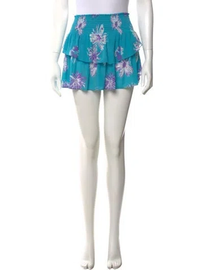 Pre-owned Ramy Brook Floral Print Mini Skirt In Blue