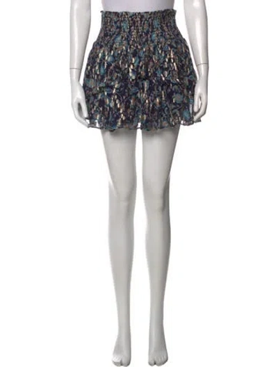 Pre-owned Ramy Brook Floral Print Mini Skirt In Blue