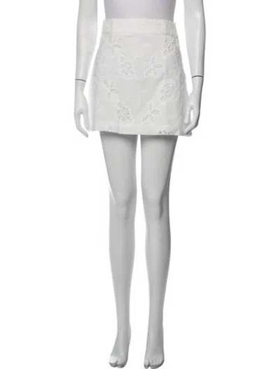 Pre-owned Ramy Brook Floral Print Mini Skirt In Metallic/white