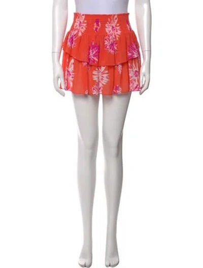 Pre-owned Ramy Brook Floral Print Mini Skirt In Orange