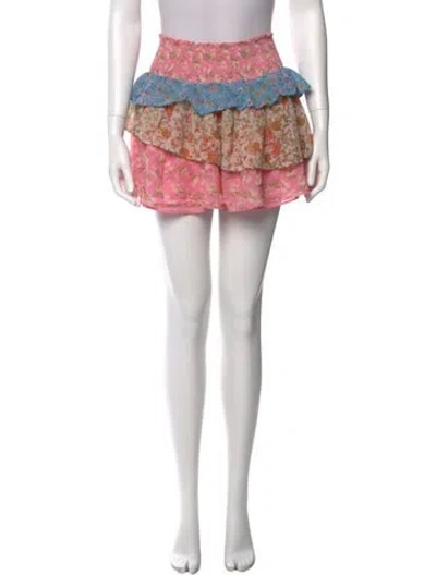 Pre-owned Ramy Brook Floral Print Mini Skirt In Pink