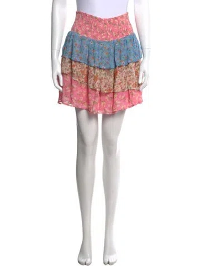 Pre-owned Ramy Brook Floral Print Mini Skirt In Pink