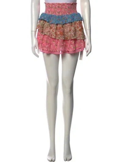 Pre-owned Ramy Brook Floral Print Mini Skirt In Pink