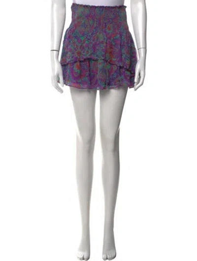 Pre-owned Ramy Brook Floral Print Mini Skirt In Purple