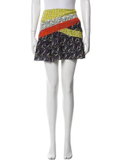 Pre-owned Ramy Brook Floral Print Mini Skirt In White