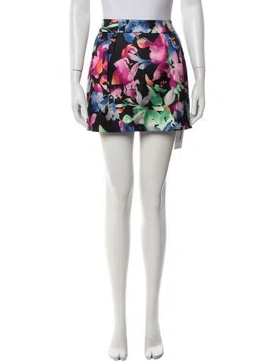 Pre-owned Ramy Brook Floral Print Mini Skirt In White